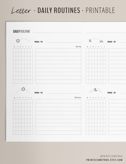 Daily Routine Checklist - Horizontal Editable Letter