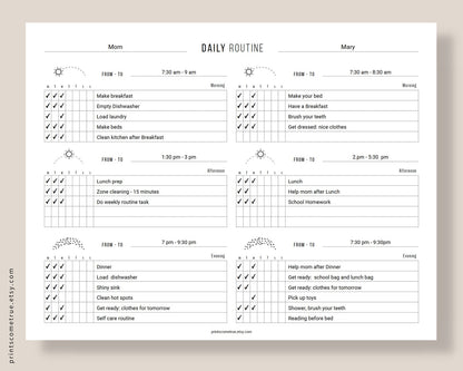 Daily Routine for Family - Printable Planner PDF - Letter - 5