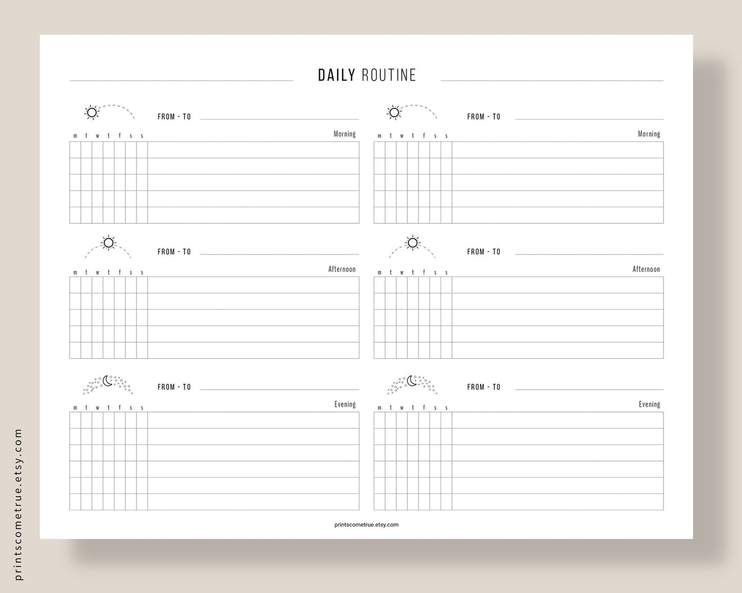 Daily Routine for Family - Printable Planner PDF - Letter - 6