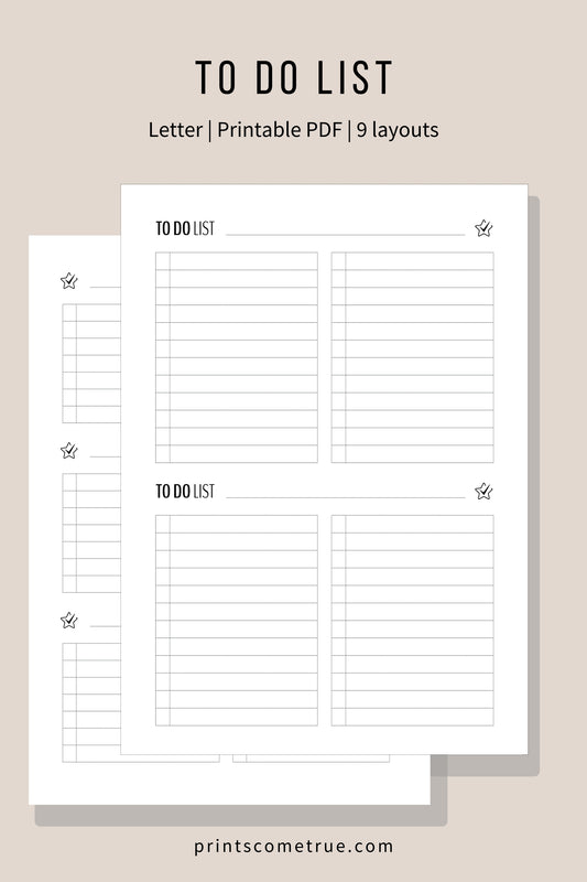 To Do List Printable Planner Insert - Letter
