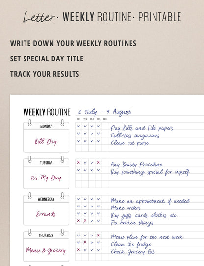 Weekly Routine Checklist