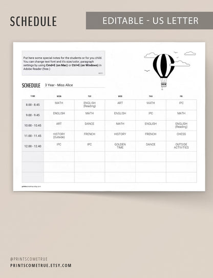 Schedule | Letter