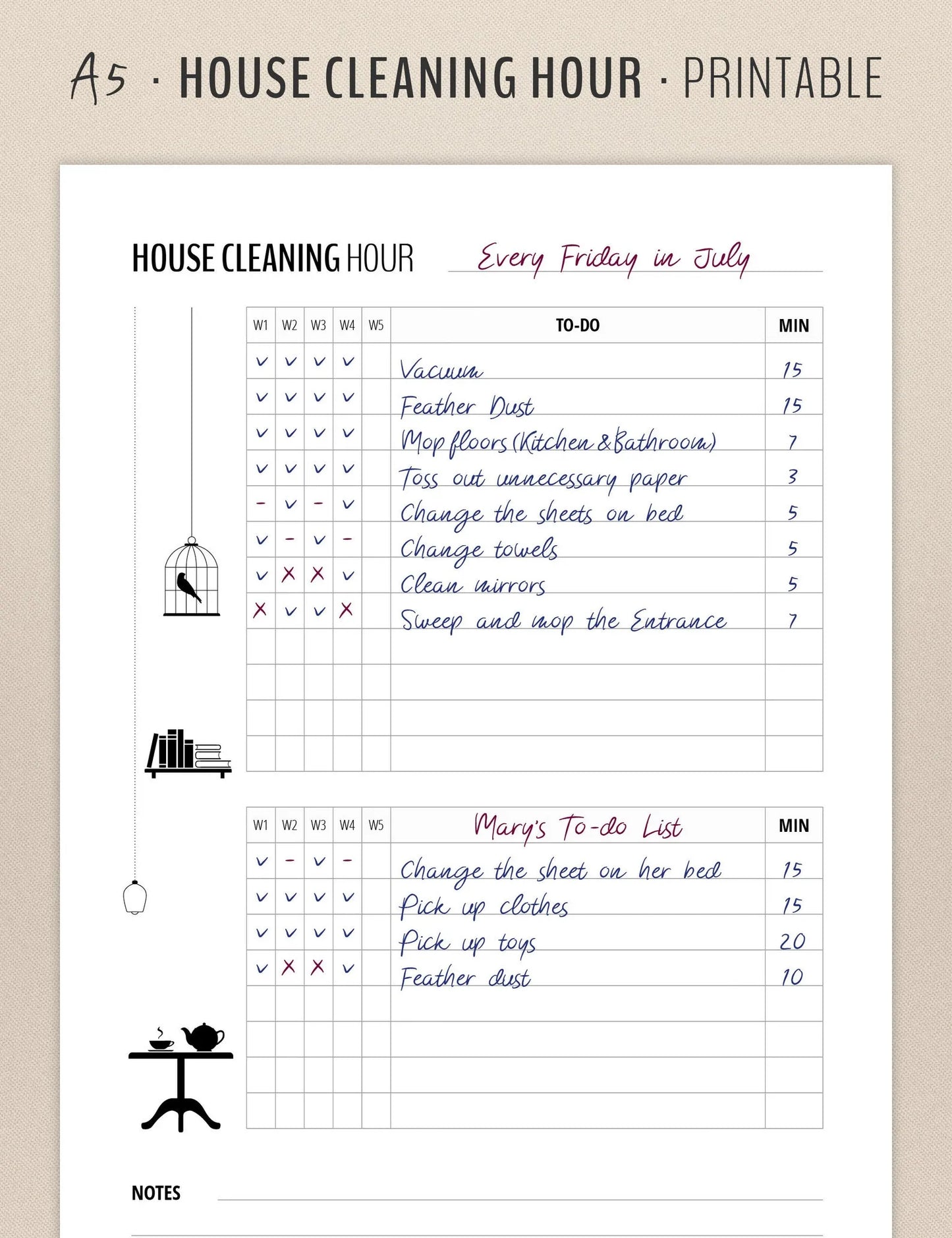 House Cleaning Planner | A5